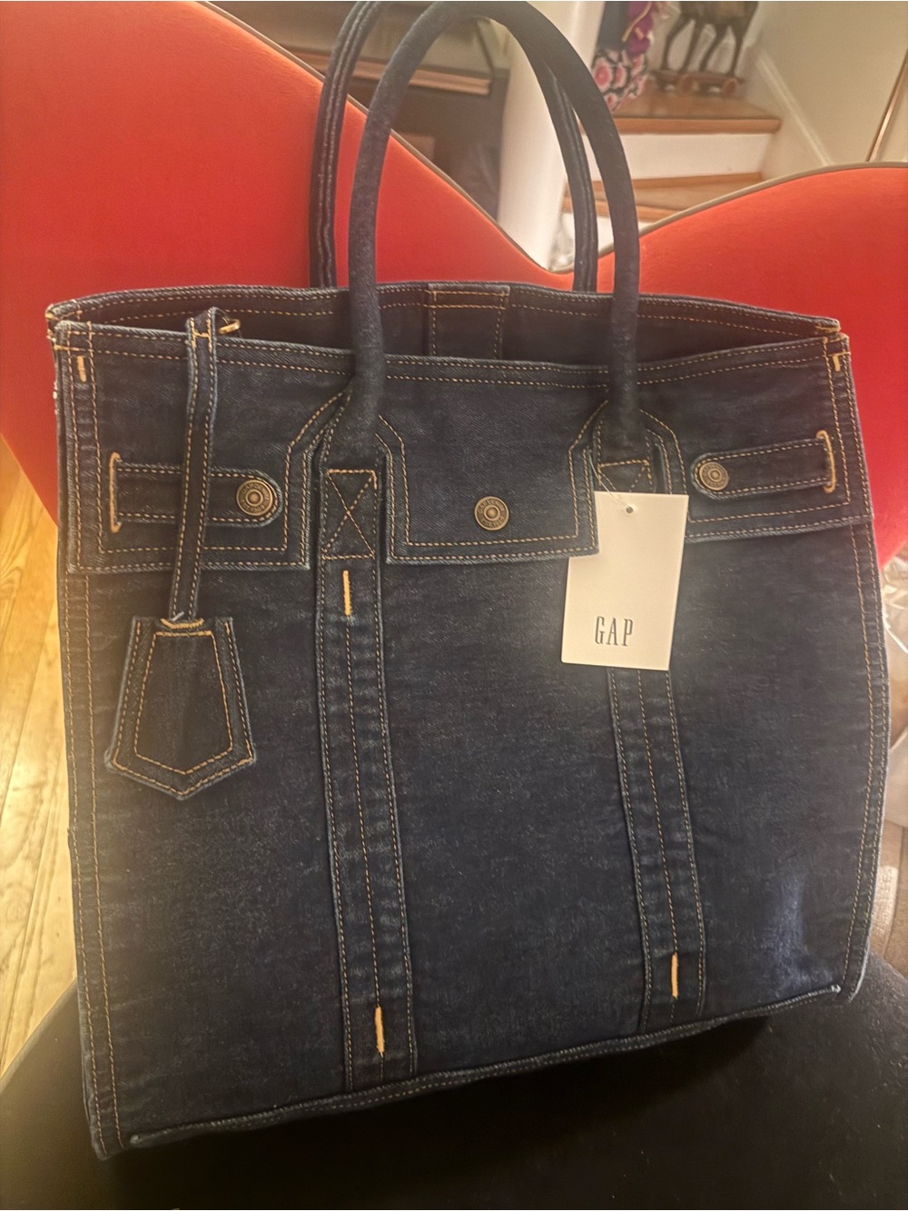 GAP Large Dark Blue Denim 5 pocket Tote  * Sold Out*